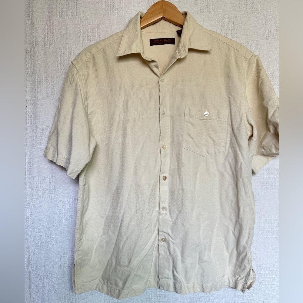 Tori Richard Cream Casual Silk Button Down Shirt - Picture 1 of 8